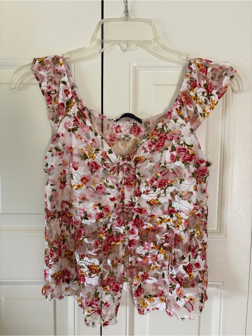 American Eagle Y2K Fairy Coquette Cottage Babydoll Top Lacey Sheer Feminine SM/P